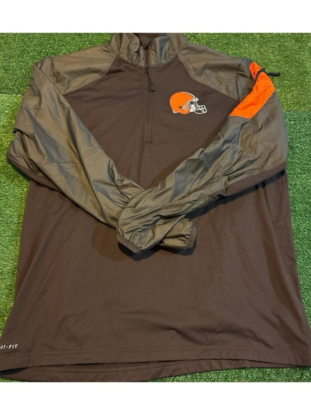 Cleveland Browns 1/4 zip mens XL brown orange nike sideline jacket pullover